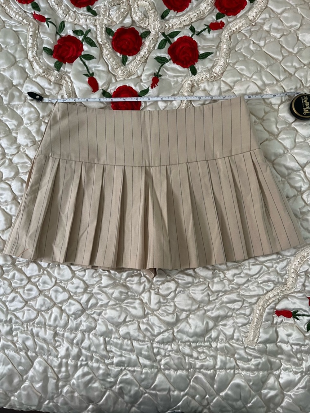 Zara Beige Pleated Mini Skirt